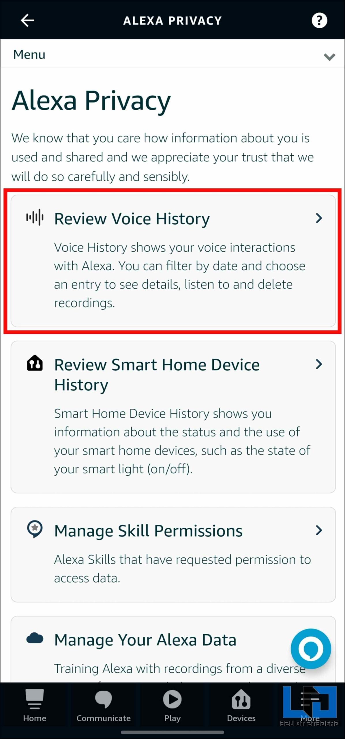 Hear Recorded Voice History on Alexa App