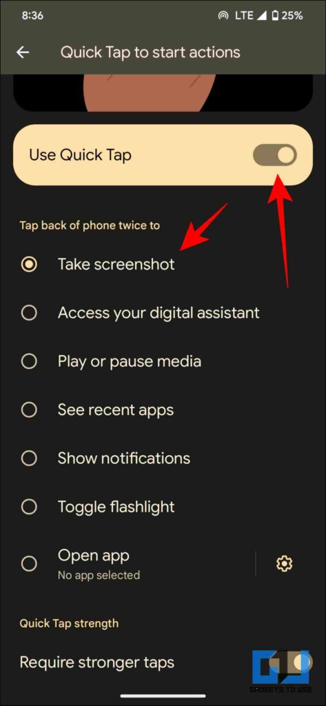 back tap on android pixel