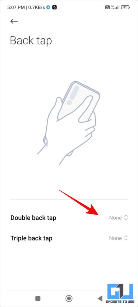 back tap on android xiaomi phones