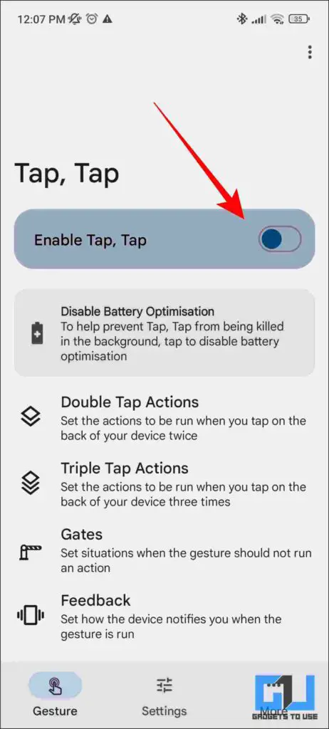 back tap on any android phone