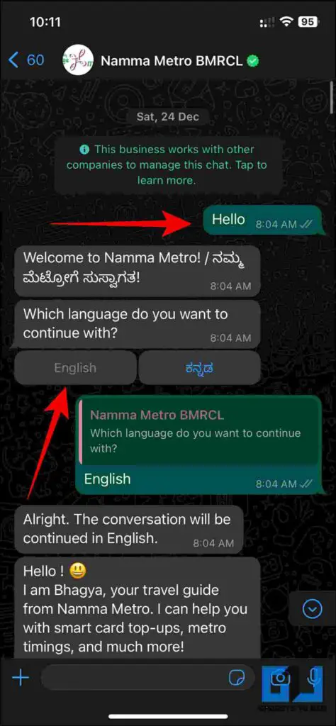 Book Bangalore metro WhatsApp QR ticket