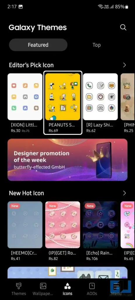 Custom icon on Samsung