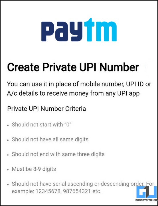 Create Private UPI Number