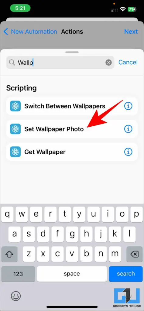 create shortcut to automatically change iPhone wallpaper