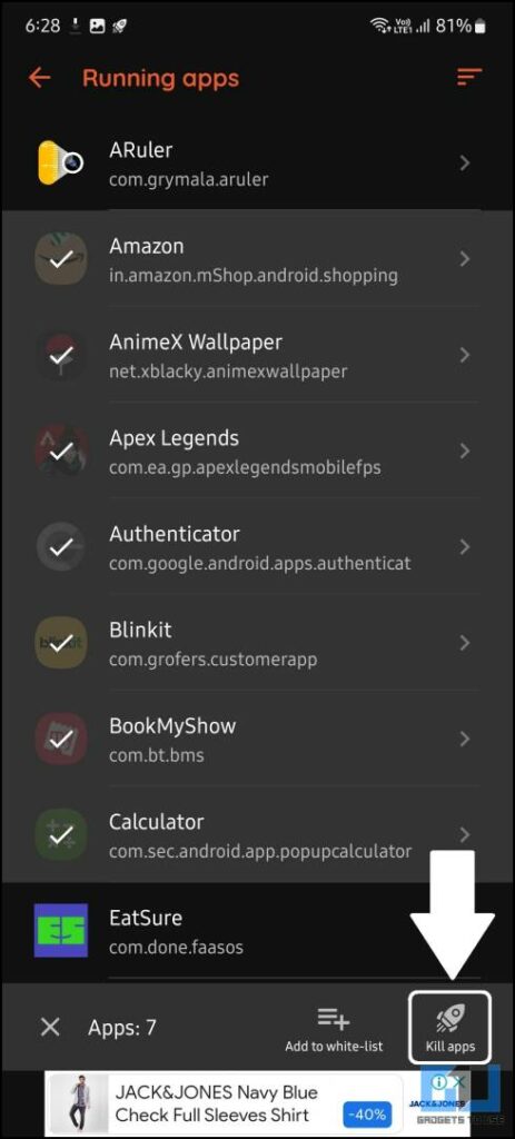 stop Android background apps