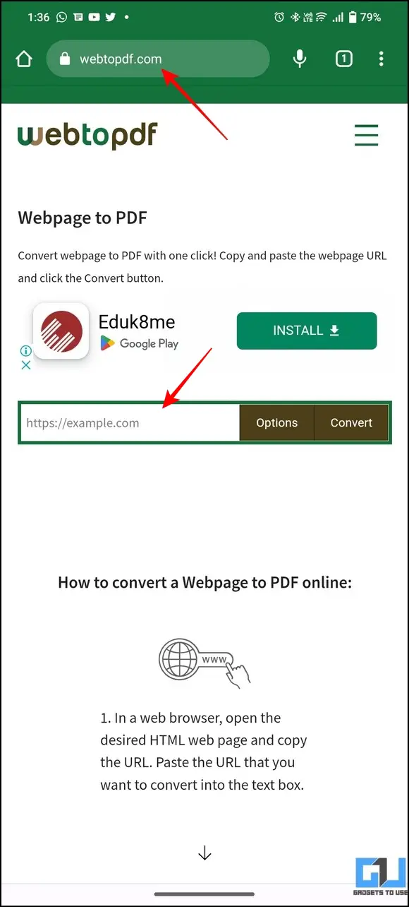 Save Webpage as PDF on phone