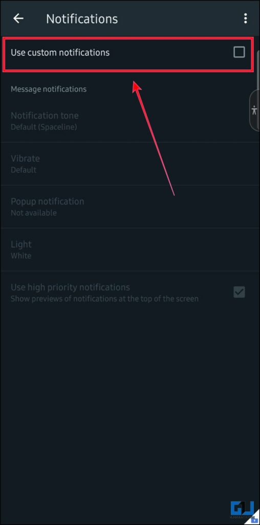 set WhatsApp custom notification on Android