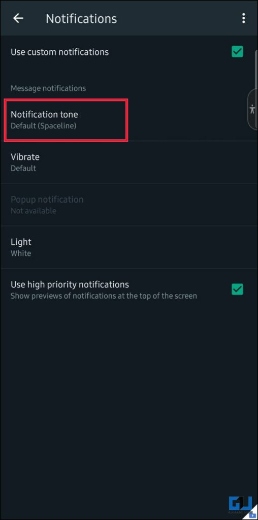 set WhatsApp custom notification on Android