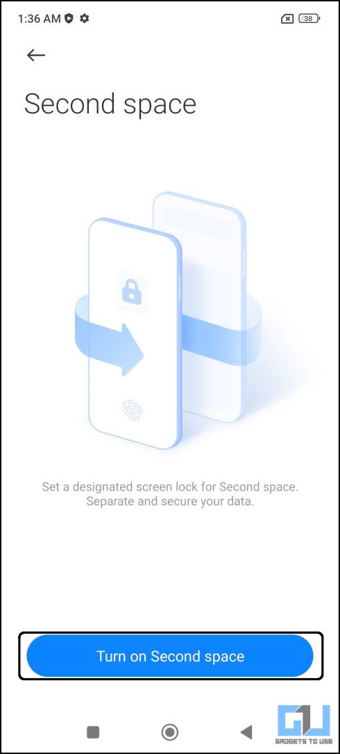 Secure Xiaomi smartphone with Second Space