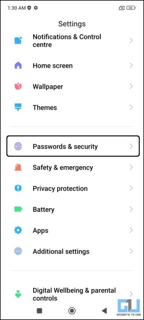 Secure Xiaomi smartphone with screenlock