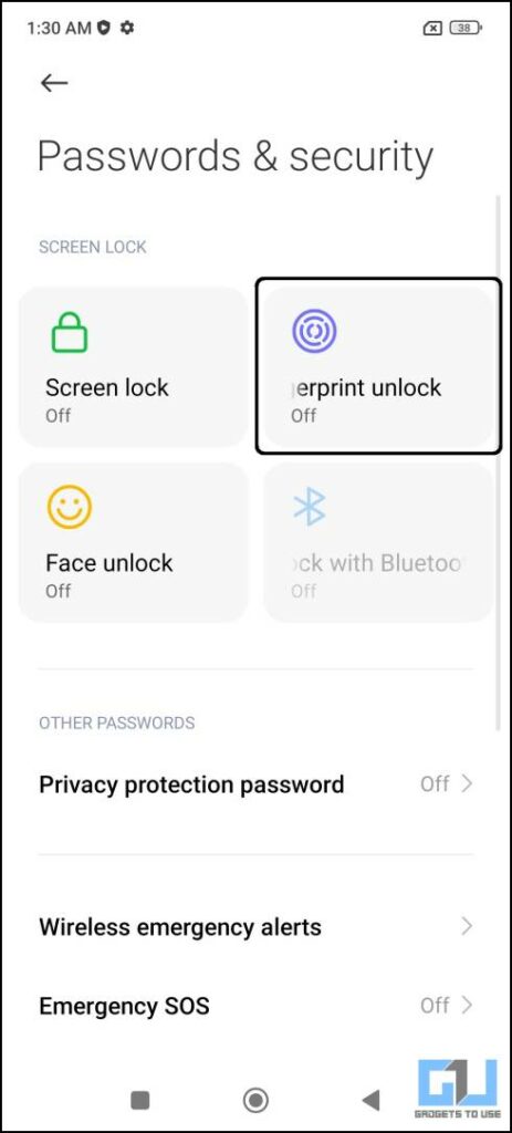 Secure Xiaomi smartphone with screenlock