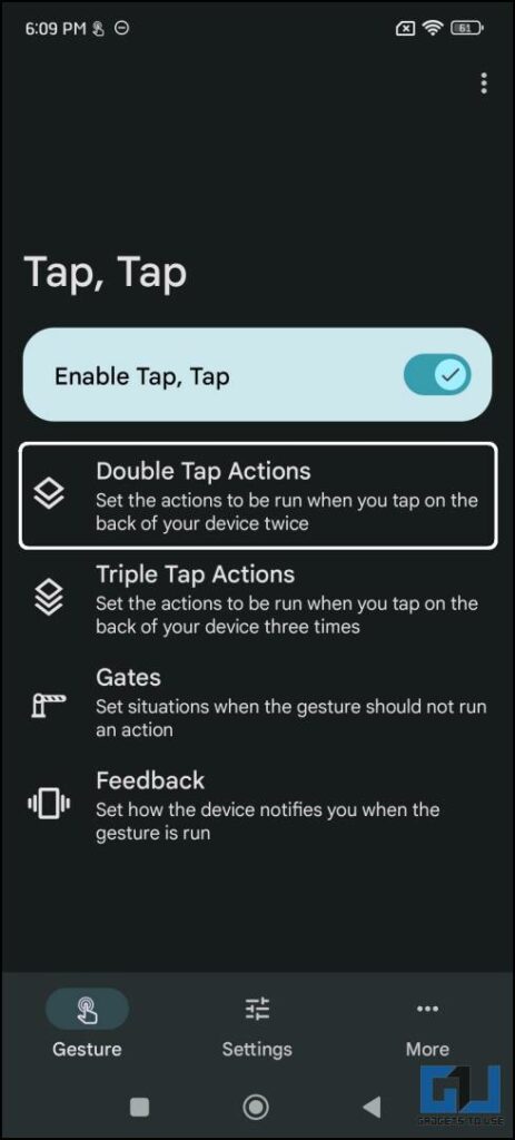 enable Silent mode with tap tap