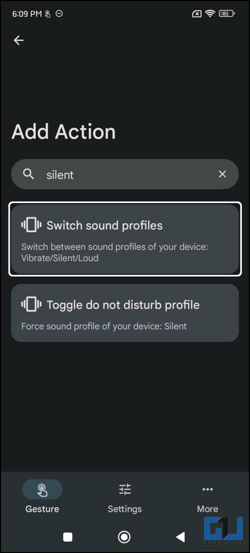 enable Silent mode with tap tap