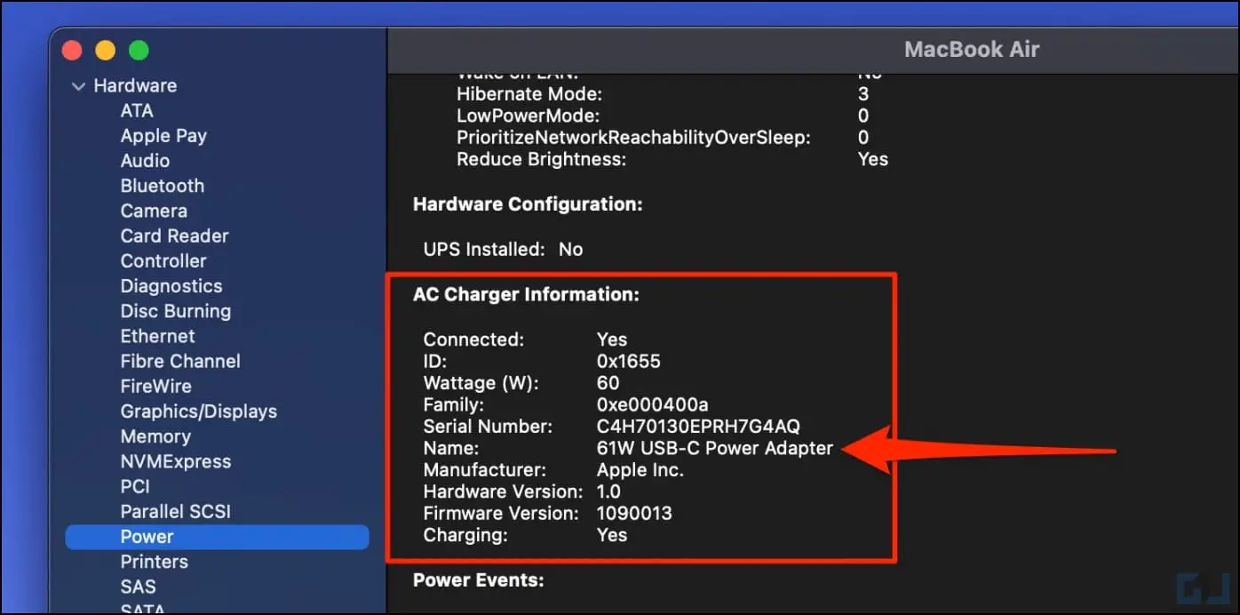Check MacBook Charging Speed ​​Wattage