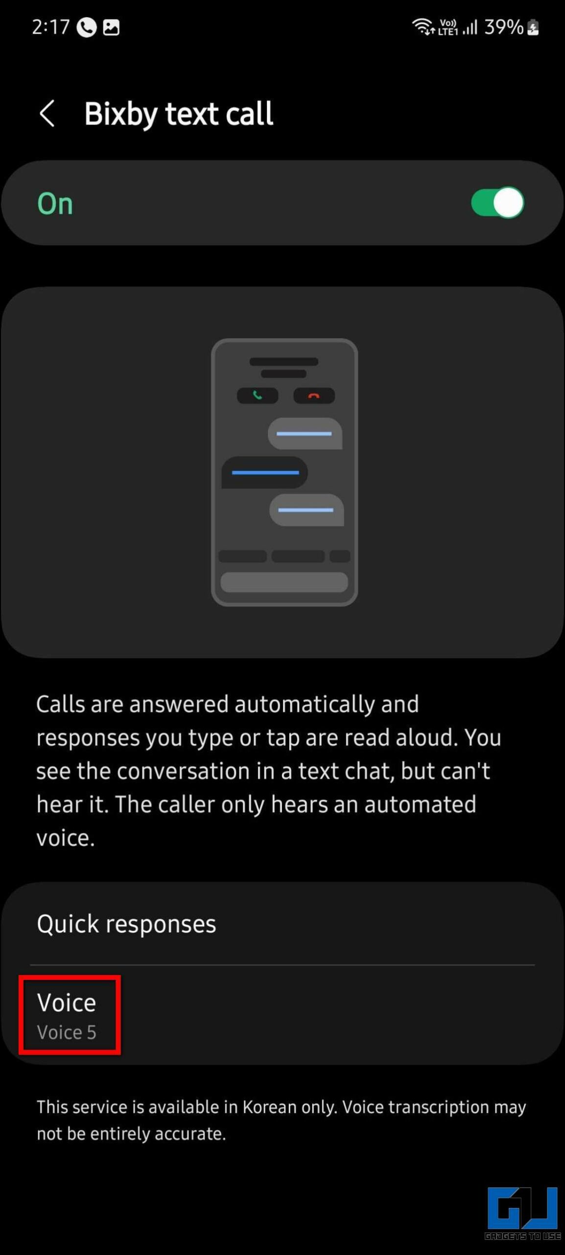 Bixby Text Call Screening