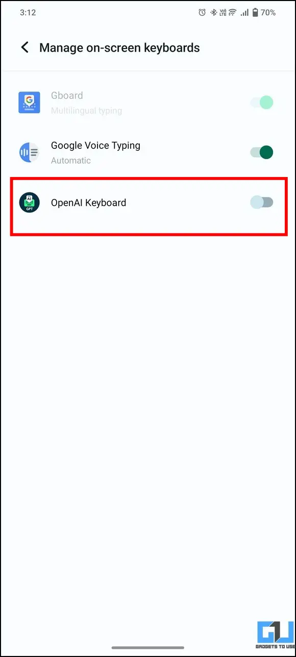 ChatGPT in Mobile Keyboard