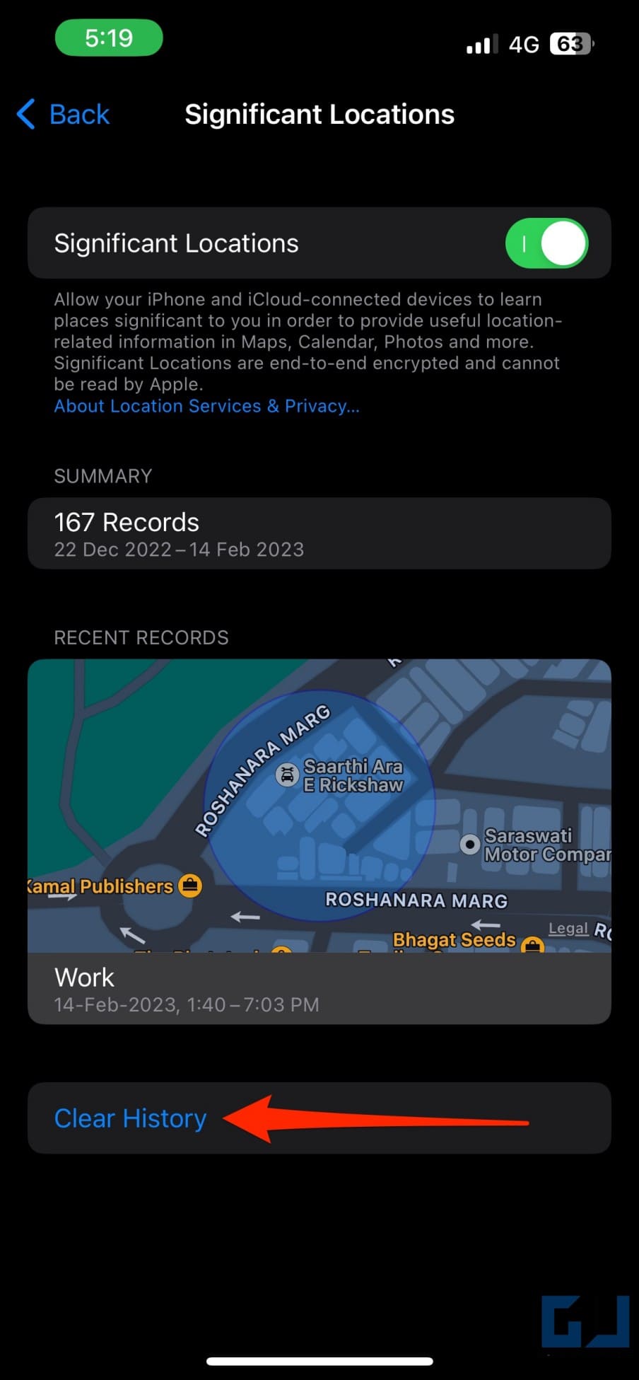 Delete iPhone Significant Locations