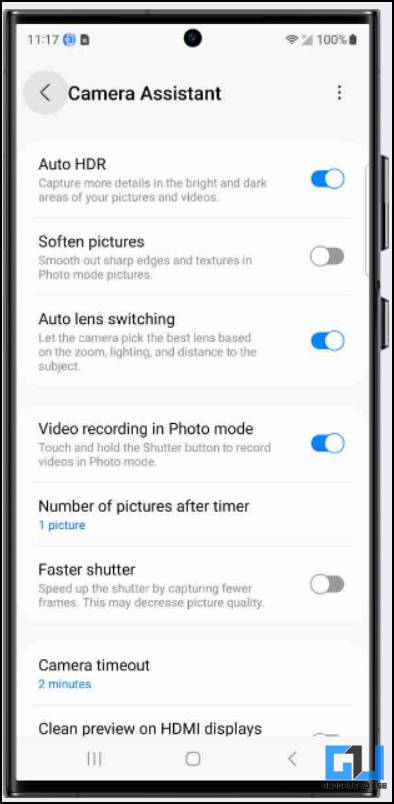 Samsung Camera Assistant features