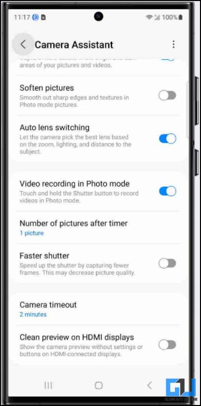 Samsung Camera Assistant features