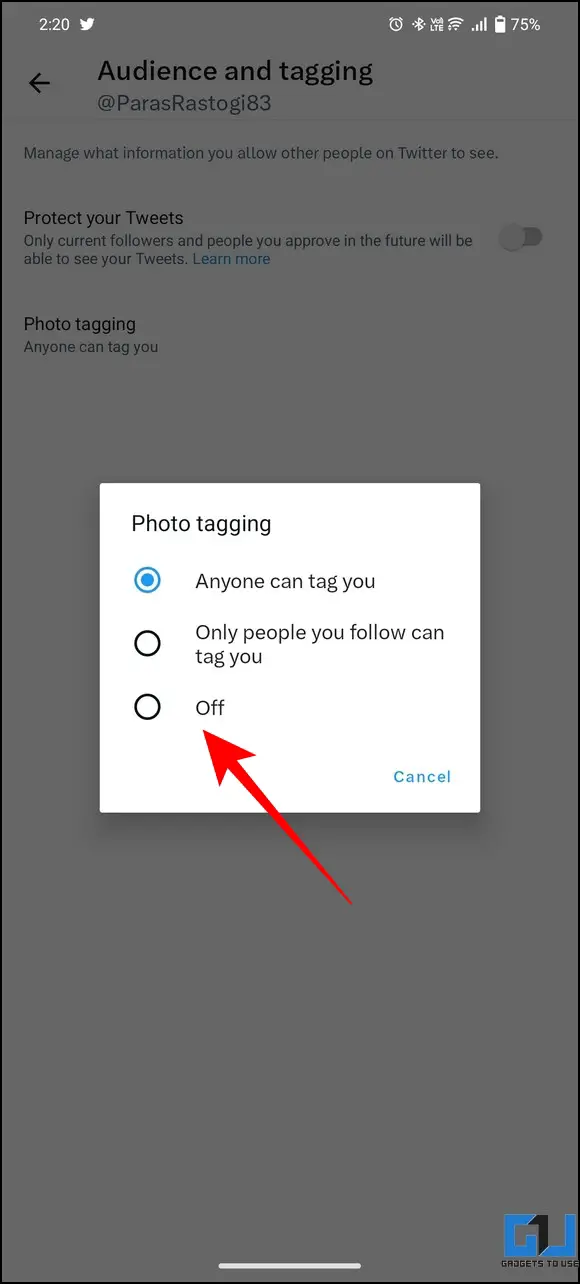 Turn off everyone to tag you in twitter photos to Secure your Twitter Account