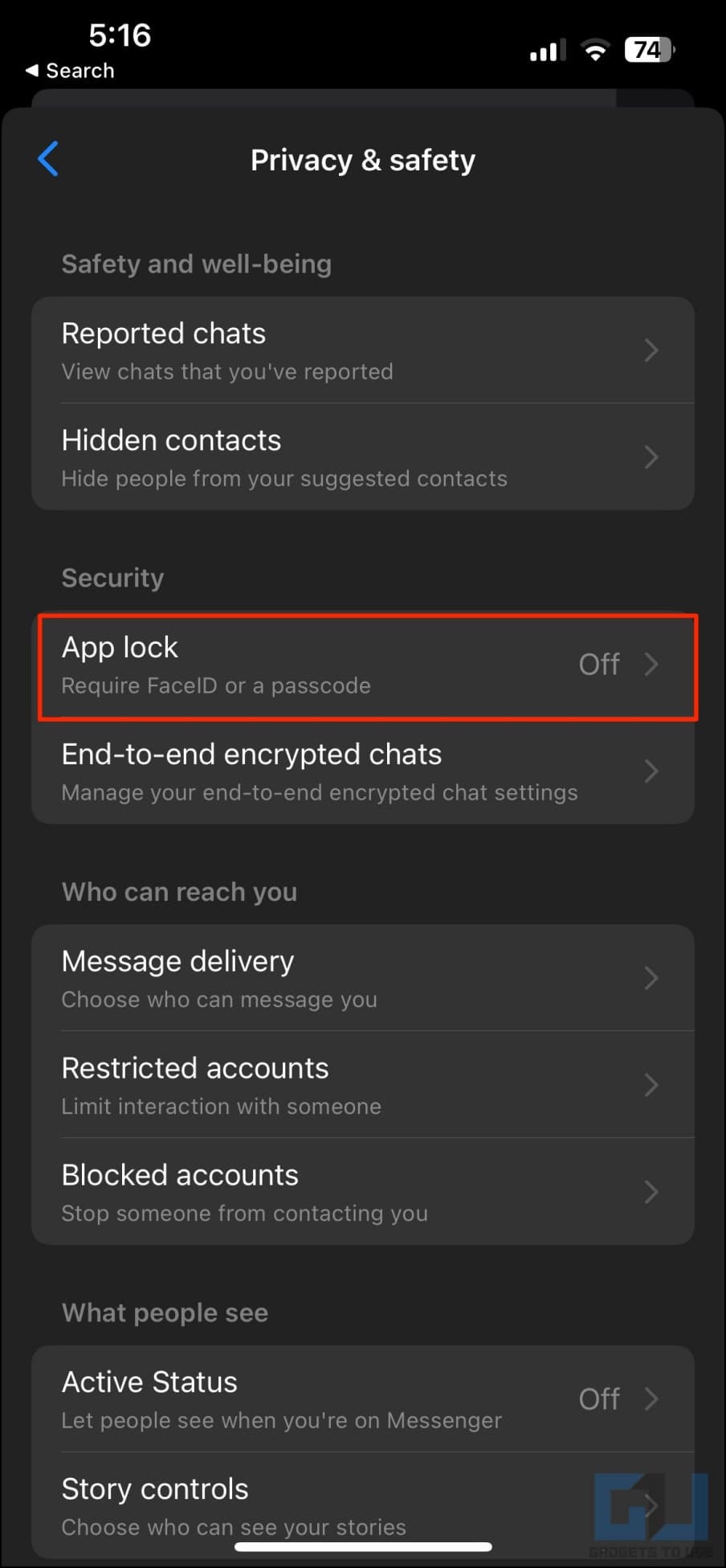Lock Messenger App on iPhone