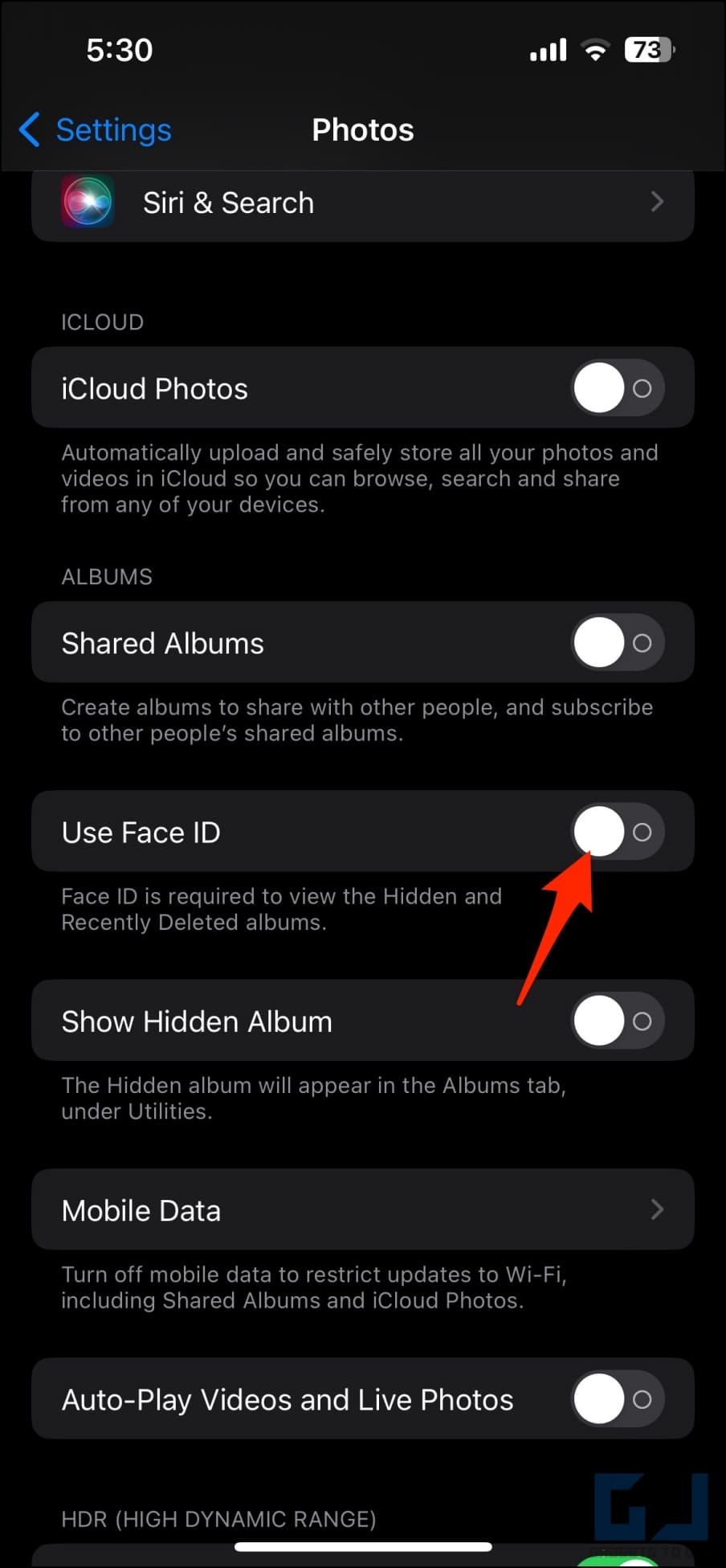 Lock Hidden Photos with Face ID iPhone