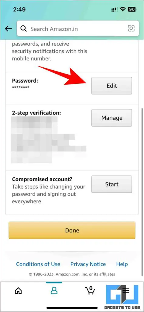 sign out of Amazon devices by changing password