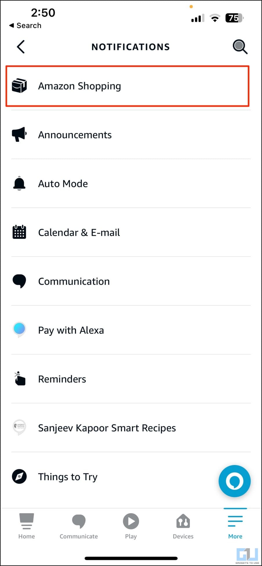 Disable Amazon Shopping Notifications Alexa App