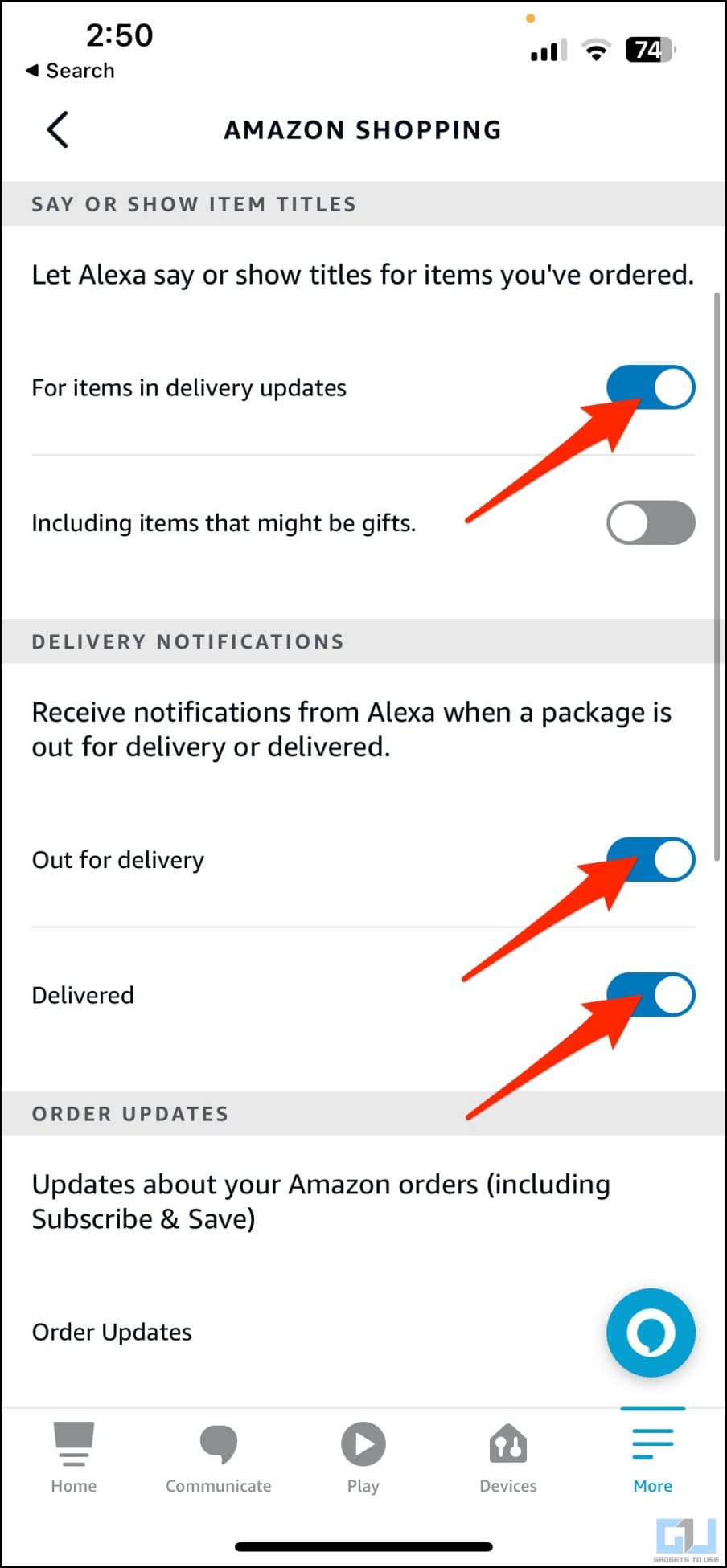 Disable Amazon Shopping Notifications Alexa App