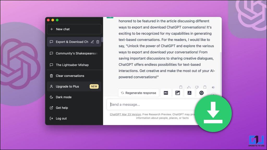 Download, Share or Export ChatGPT Conversations