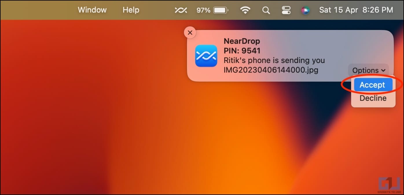 Share File from Android to Mac Using Nearby Share