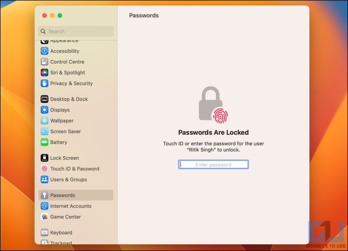 Apple Password Manager Shortcut on Mac