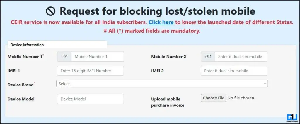 Block lost stolen phone