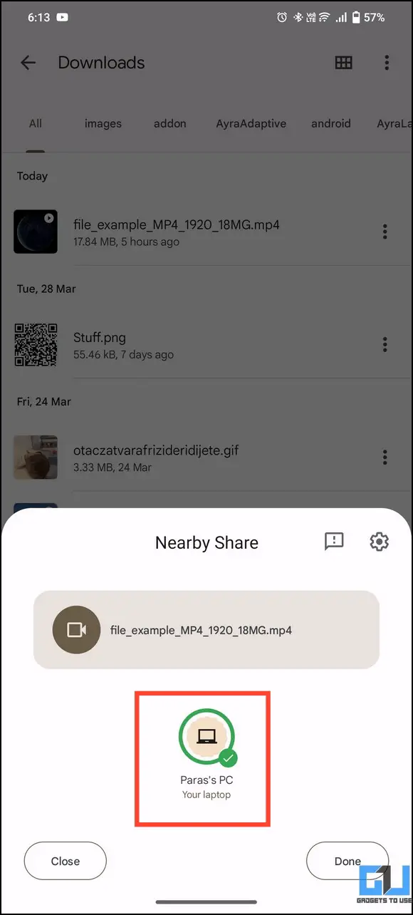 Use Nearby Share for Windows