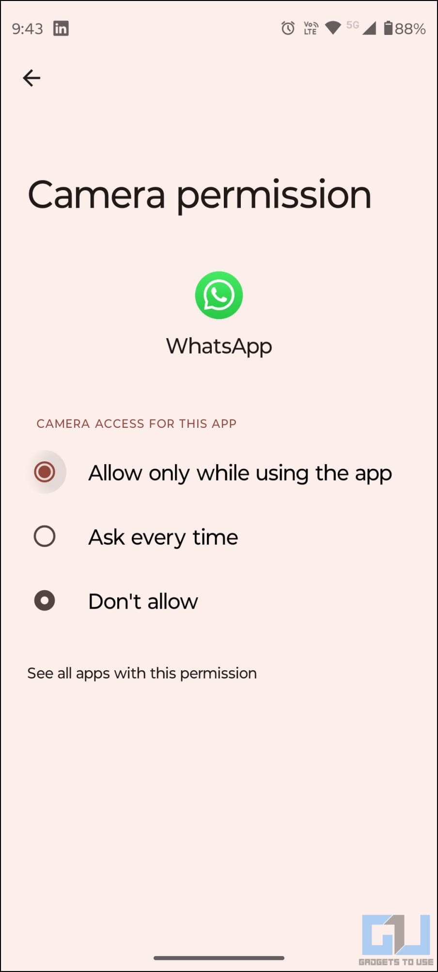 Allow WhatsApp Camera Access for Two Device Login