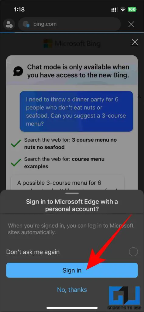 use Microsoft bing ai chat on iPhone