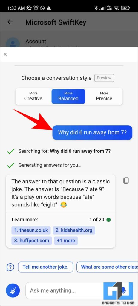 use Microsoft bing ai chat on Android