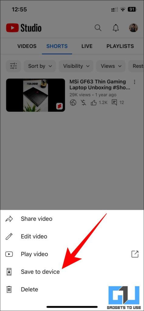 remove YouTube Shorts watermark on iOS