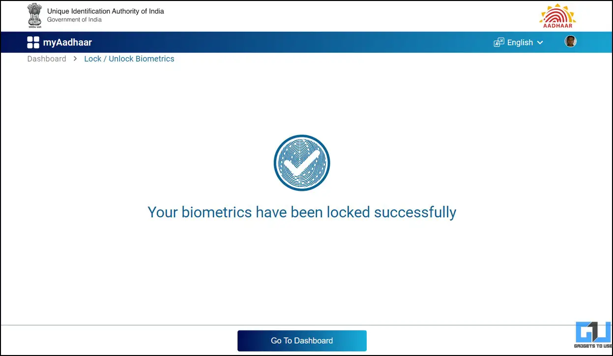 Lock Aadhaar Biometric