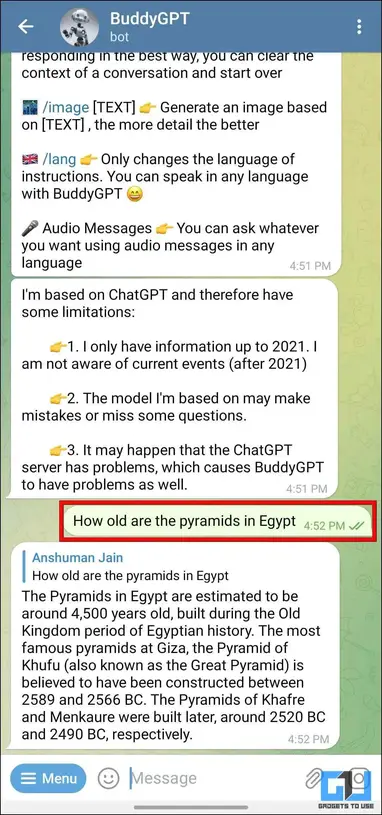 在 Telegram 上使用 ChatGPT