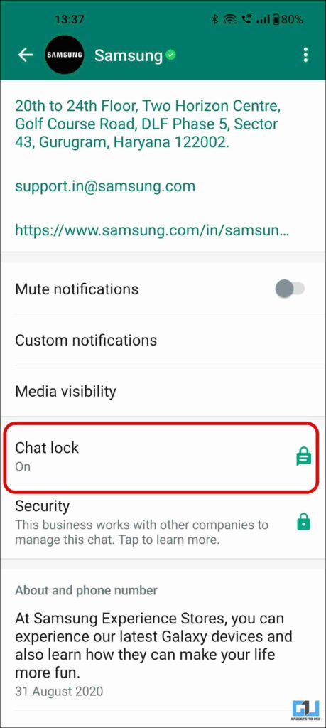 Lock WhatsApp Business Chat