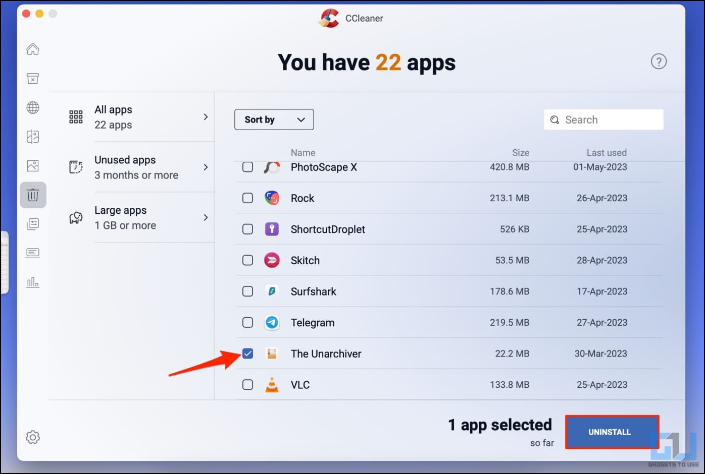 Uninstall App with Cache Using CCleaner