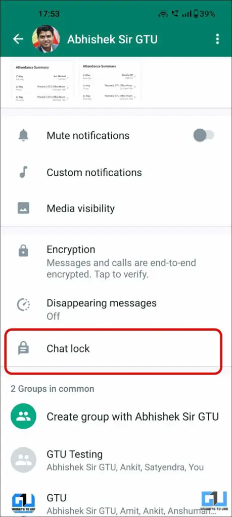 lock WhatsApp Chat