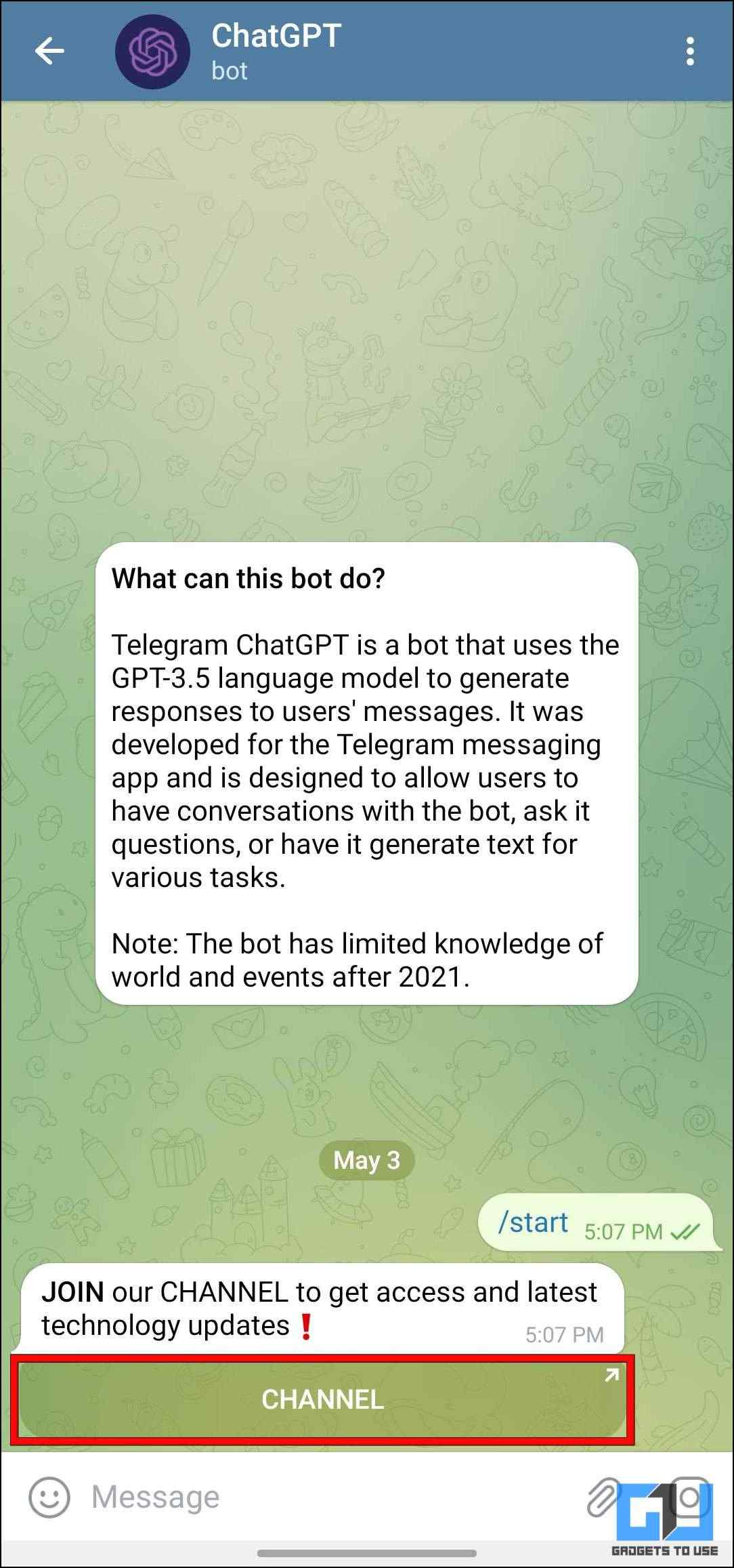 Use ChatGPT on Telegram