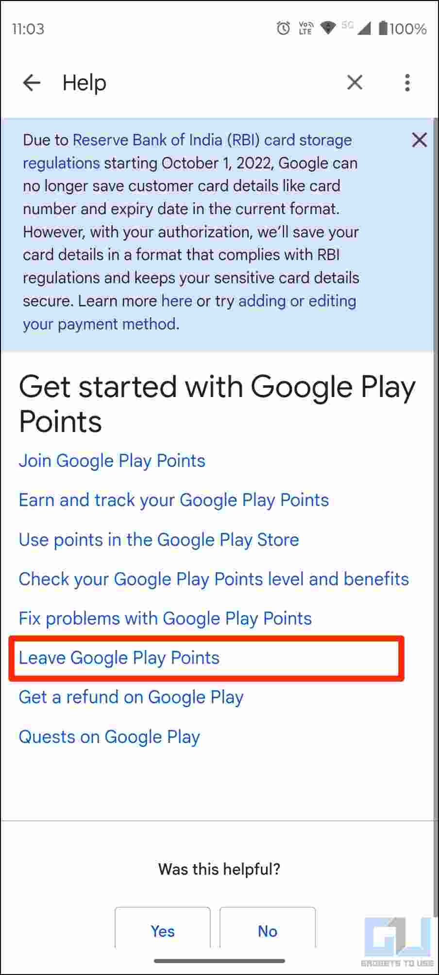 Disable Google Play Points