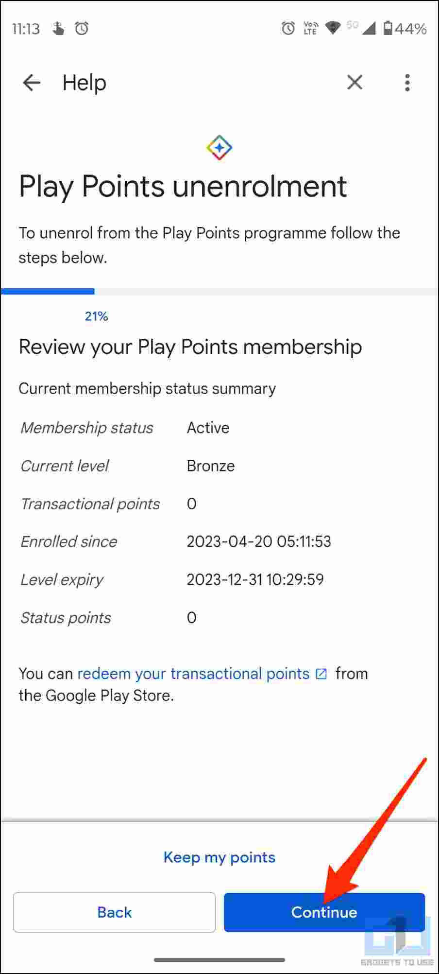 Remove Play Points from Play Store