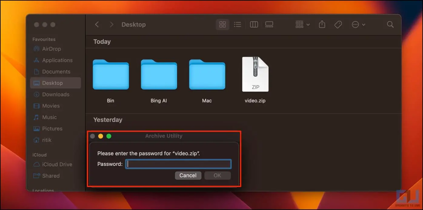 Open Password Protected Zip on Mac