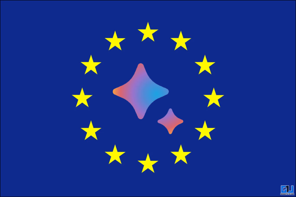 Google Bard logo inside stars of European Union