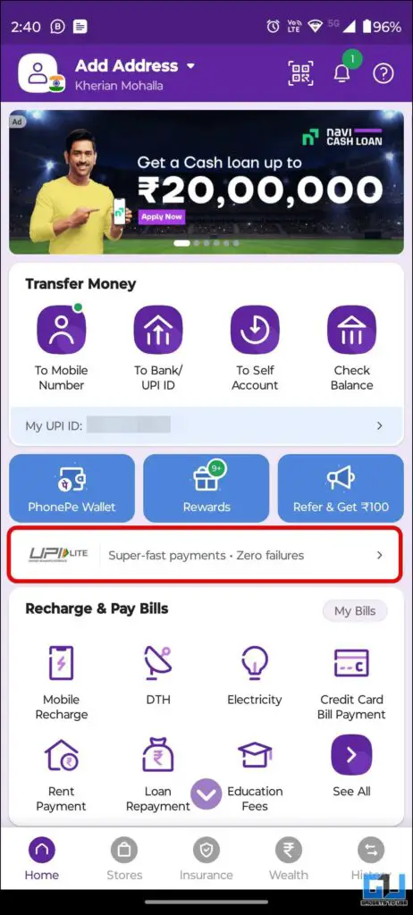 Setup or activate PhonePe app UPI Lite