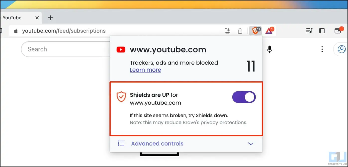 Bypass YouTube Anti Ad Blocker Prompt in Brave